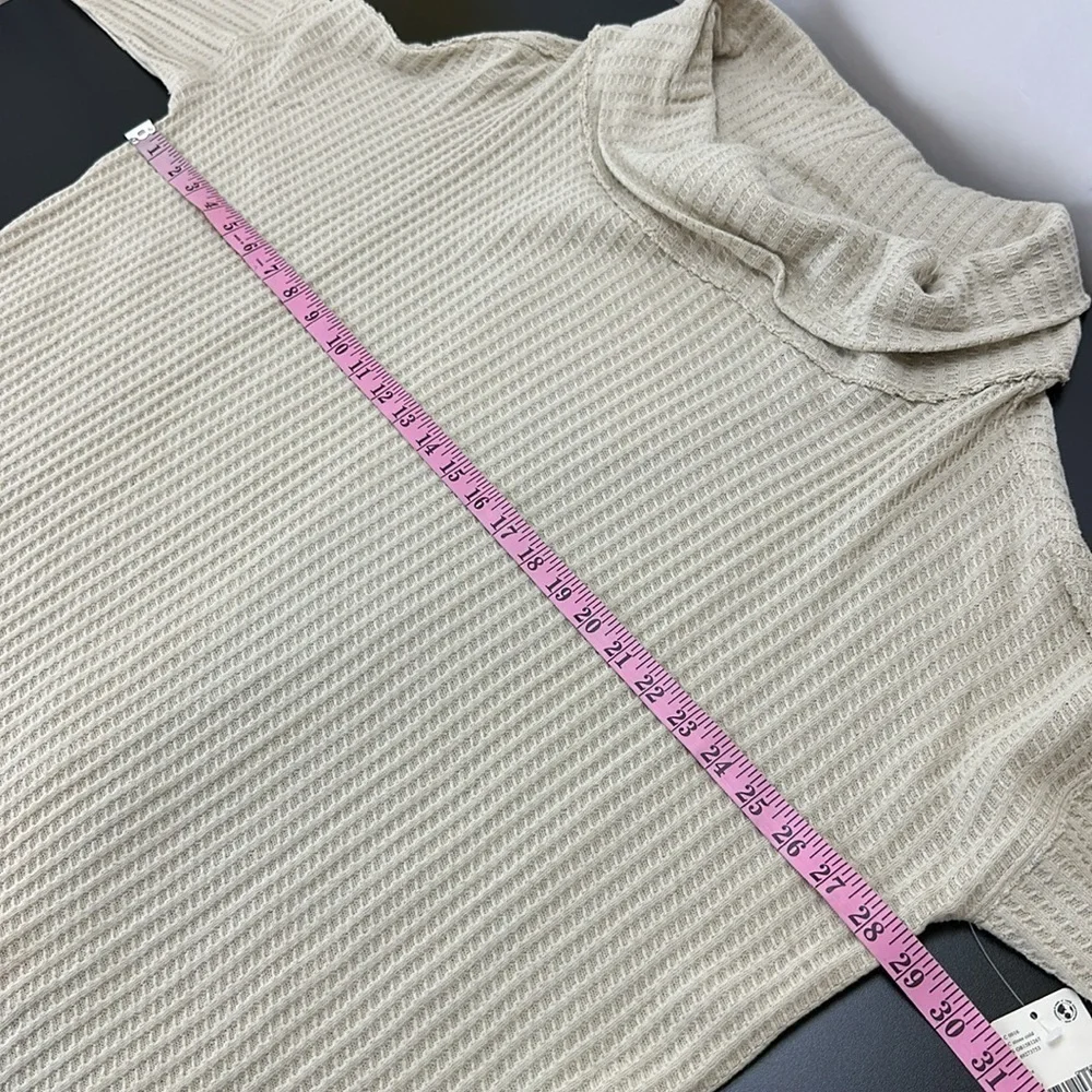 Free‎ People Stone Cold Juicy Long Sleeve Waffle Knit Top L Oversized Cowl Neck